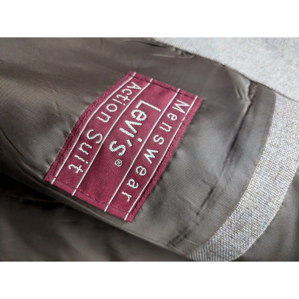 Vintage Levi's Action Suit Blazer Jacket Size 44S‎ Brown Beige Sand